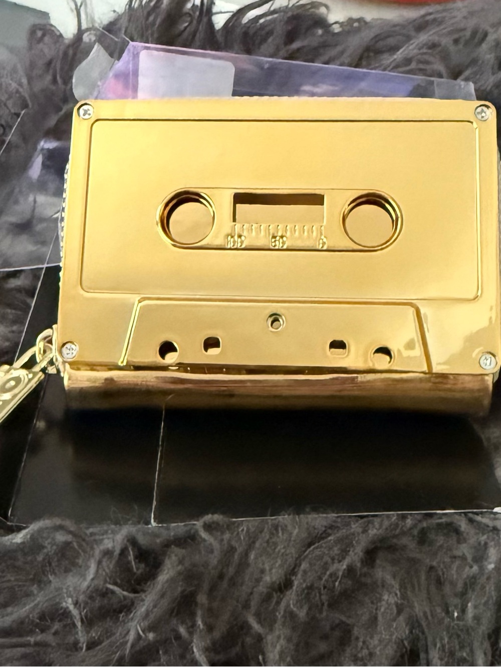 NWOT Gold Cassette Tape Zip Wallet